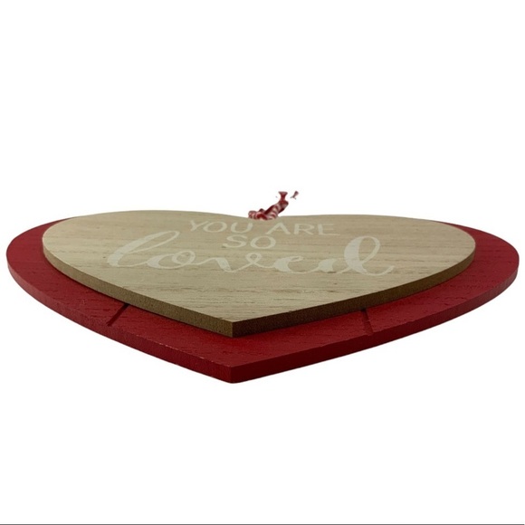 Valentines Wall Hanging YOU ARE SO LOVED Double Layer Heart Wood Plaque 10”X9.6” - Picture 3 of 4